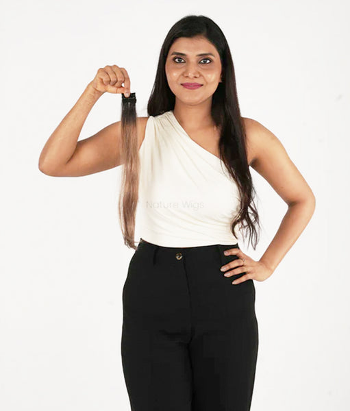 Medium Brown Colored Hair Streaks | Clip in Hair Streaks