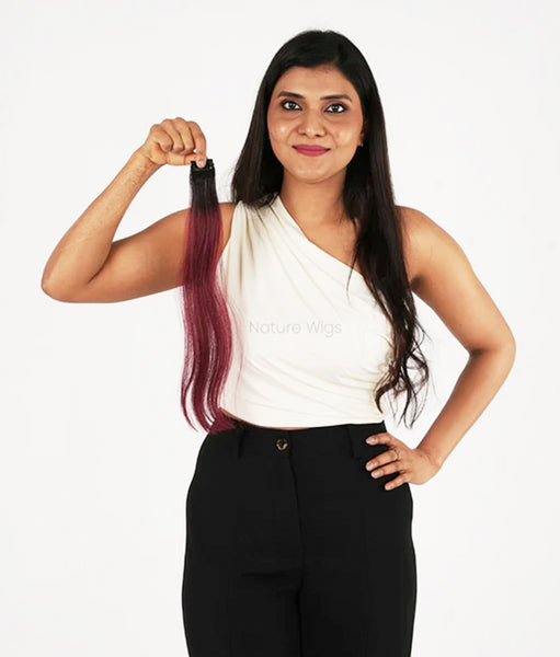 Burgundy Colored Hair Streaks | Clip in Hair Streaks