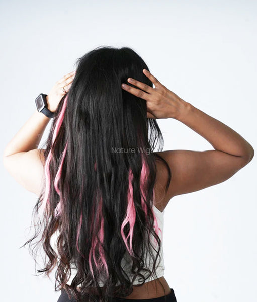 Medium Brown Colored Hair Streaks | Clip in Hair Streaks