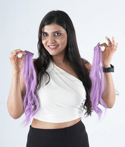 Purple Colored Hair Streaks | Clip in Hair Streaks