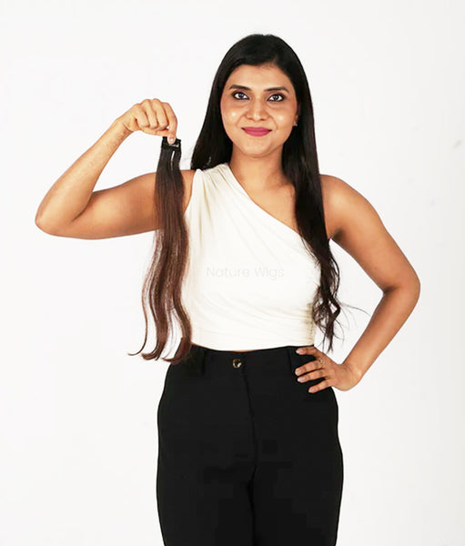 Medium Brown Colored Hair Streaks | Clip in Hair Streaks