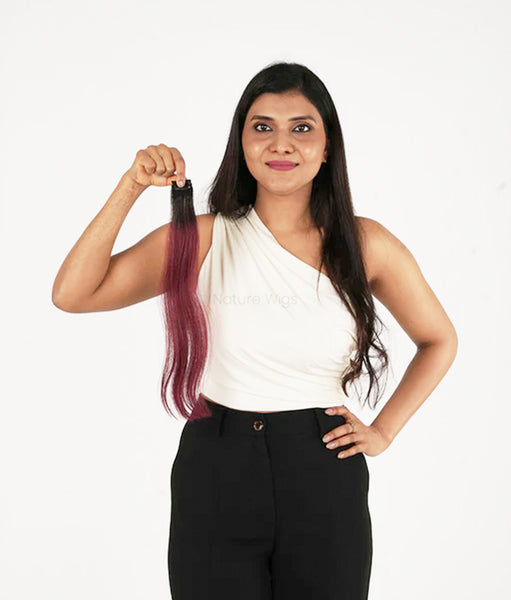 Burgundy Colored Hair Streaks | Clip in Hair Streaks