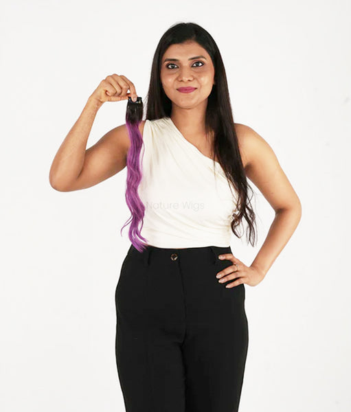 Purple Colored Hair Streaks | Clip in Hair Streaks