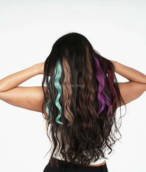 Burgundy Colored Hair Streaks | Clip in Hair Streaks