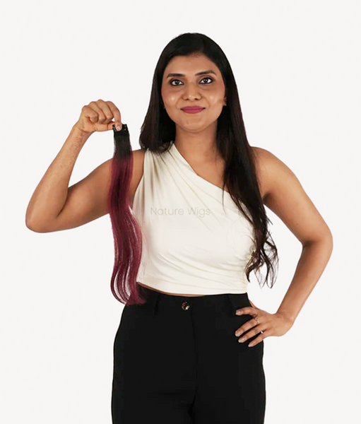 Burgundy Colored Hair Streaks | Clip in Hair Streaks