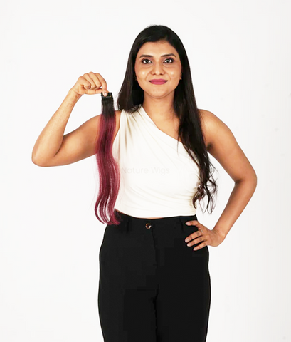 Red Colored Hair Streaks | Clip in Hair Streaks