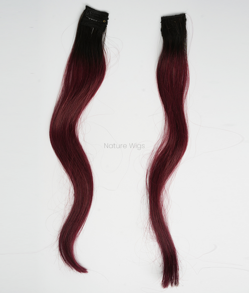 Burgundy Colored Hair Streaks | Clip in Hair Streaks