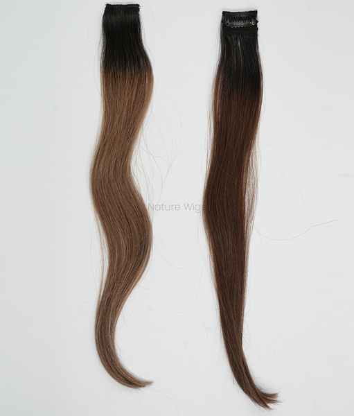Medium Brown Colored Hair Streaks | Clip in Hair Streaks