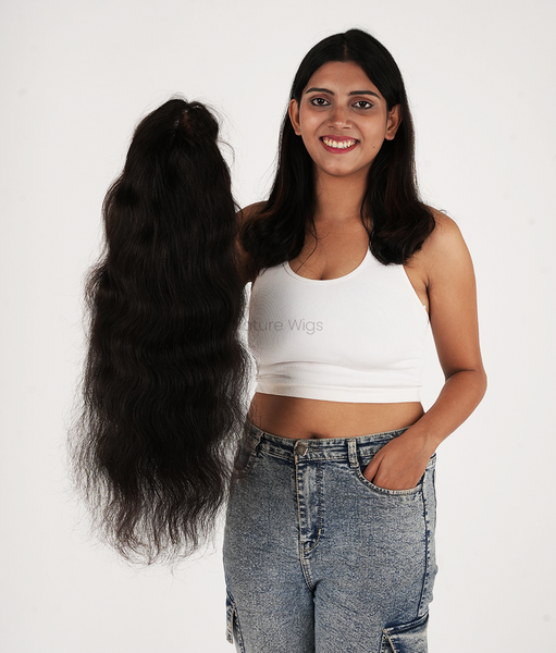 Full Head Natural Hair Wig For Women - Long Length