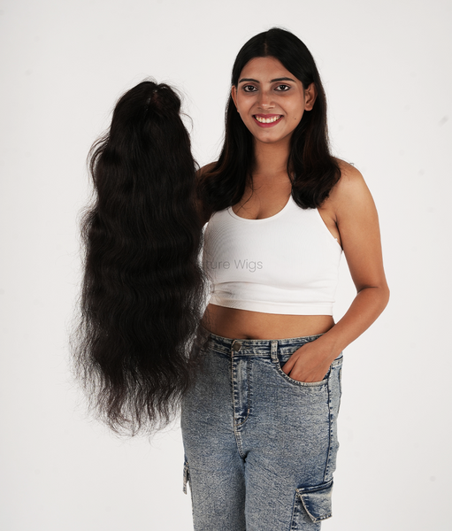 Full Head Natural Hair Wig For Women - Long Length