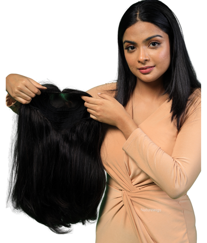 Full Head Natural Hair Wig For Women - Medium Length