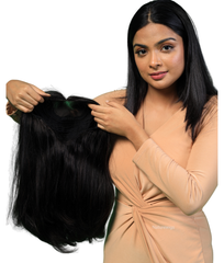 Full Head Natural Hair Wig For Women - Medium Length