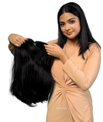 Full Head Natural Hair Wig For Women - Medium Length