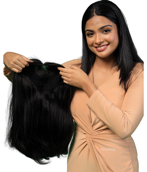 Full Head Natural Hair Wig For Women - Medium Length
