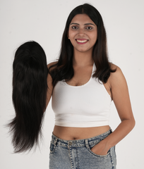 Full Head Natural Hair Wig For Women - Medium Length